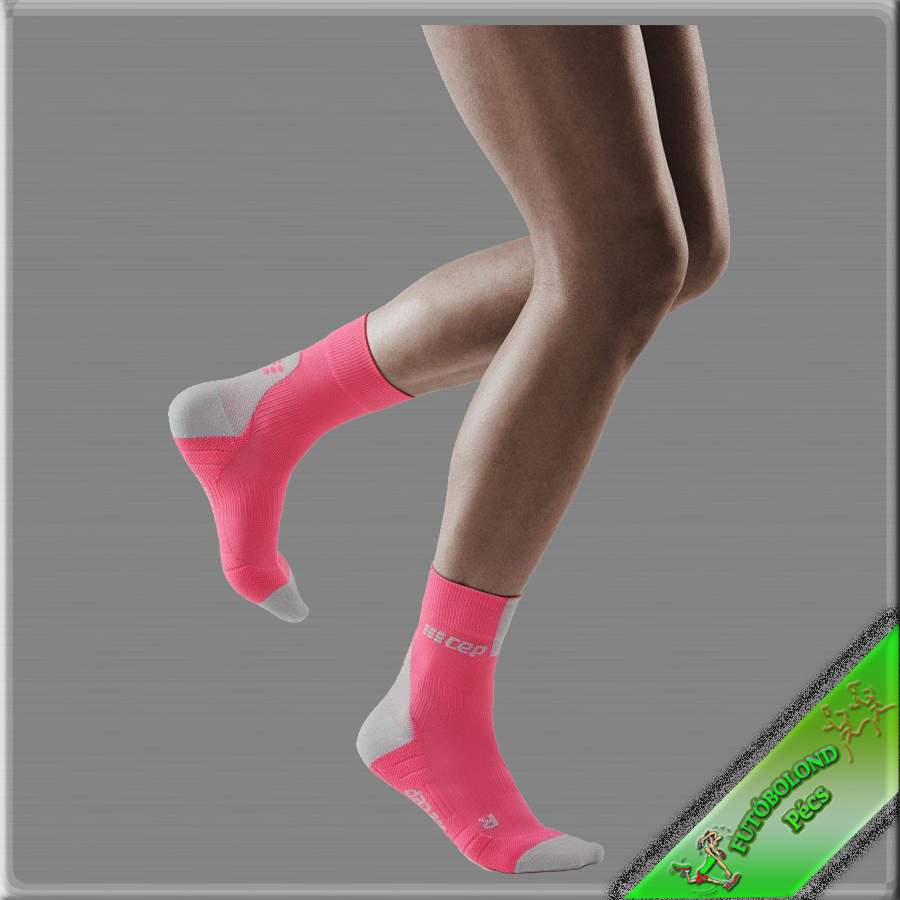 CEP kompressziós rövidszárú  futózokni női pink-szürke